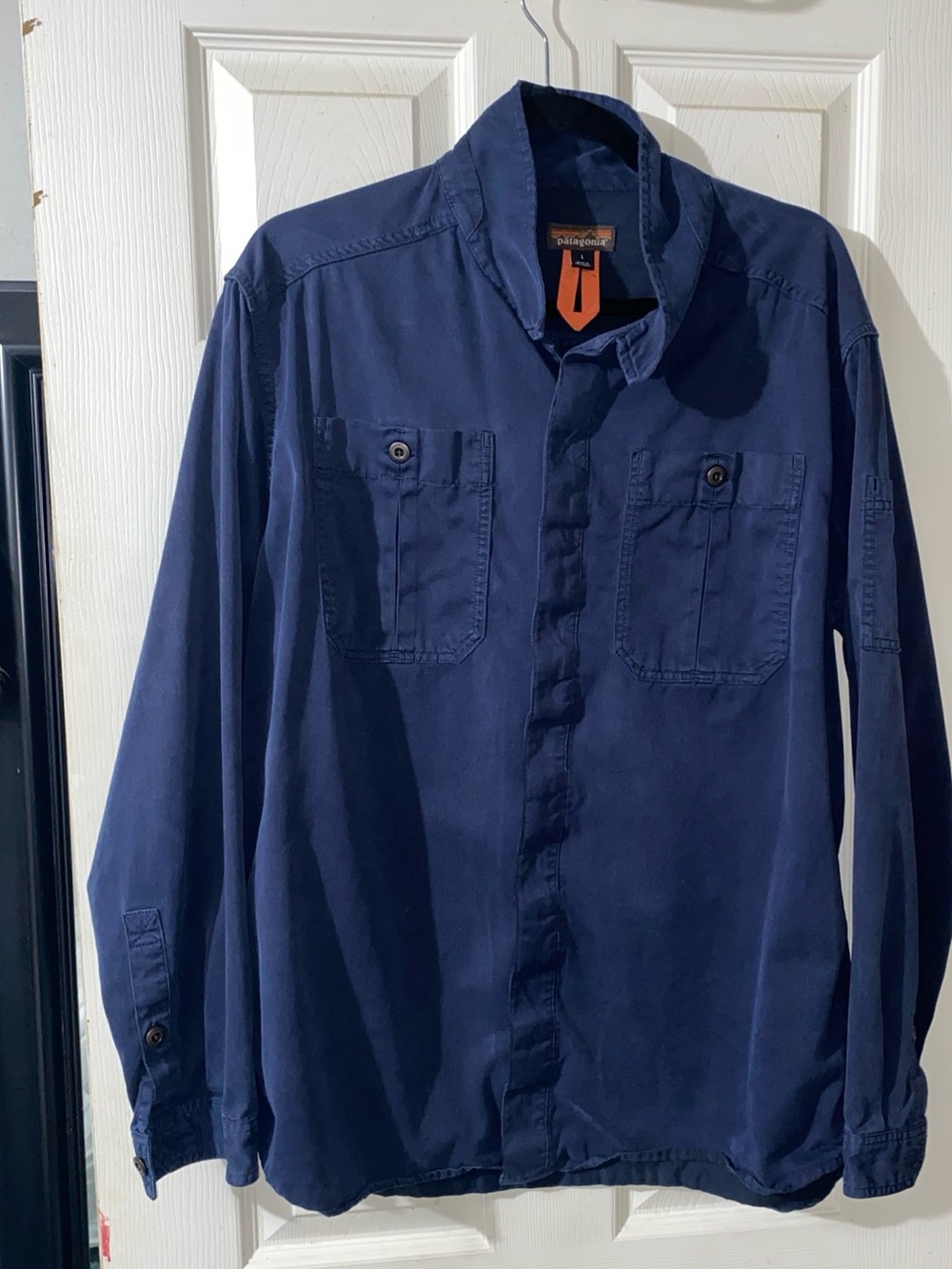 Patagonia Navy Farrier’s Men’s Hemp blend Long-Sleeve  Button-Down Shirt